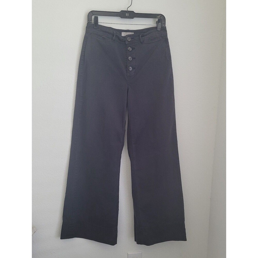Everlane High-Rise Exposed Button Fly Wide Leg Pants Sz 6 Charcoal Utility Chino